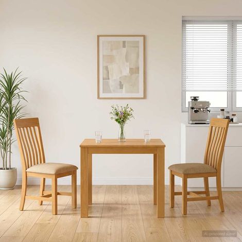 vidaXL Ensemble de salle à manger 3 pc Beige Bois de chêne massif (1/5)