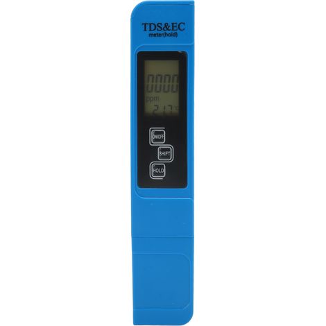 TDS EC Wassertester 3 Tasten Hintergrundbeleuchtung Leicht ablesbar Digitaler Wassertester für Aquarium-Brunnenwasser Blau (1/5)