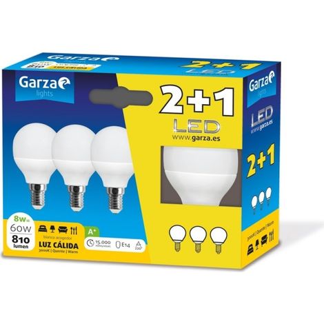 Lampara ilumin esf. led garza e14 8w 810lm 3000k 3 pz (1/2)