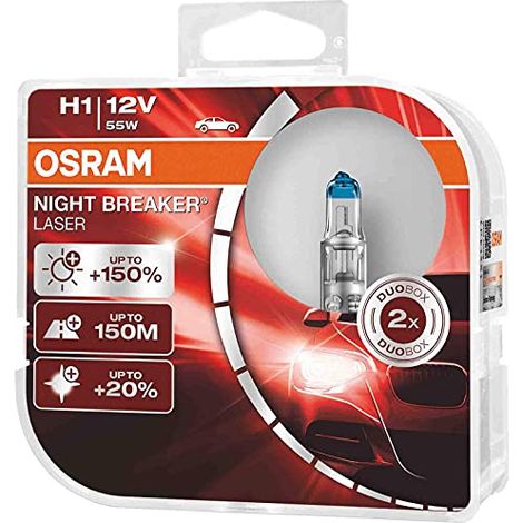 Lampadine alogene Osram H1 12V 55W P14.5s NIGHT BREAKER LASER +150% /2 pz./ (1/4)