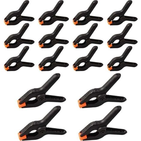 16 pinces à ressort en plastique, Bricolage Outillage Serre-joints,Pinces Clips Clamps de Préhension pour Travaux du Bois, Photographie, art, artisanat, 2 Pouces noir
