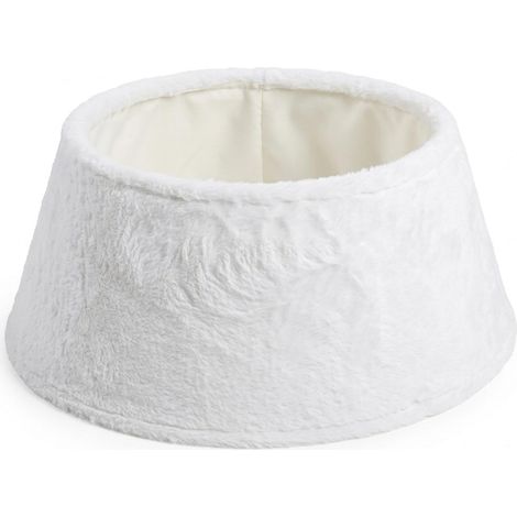 Weihnachtsbaumrock 56 x 25 cm aus Plüsch Stoff - weiß - Christbaumständer Kragen Deko Samt Abdeckung