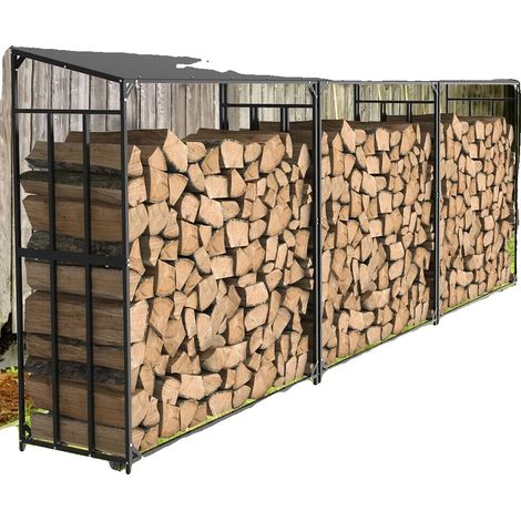 Support à bois, métal fer, dimensions : 156,5 x 60 x 176,5 cm, capacité de poids : 300 kg, poids net : 20,35 kg, nombre de niveaux : simple (1/5)