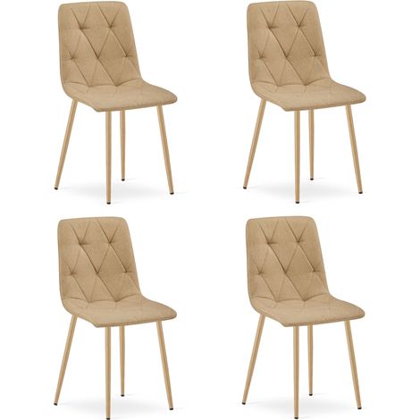 Chaise Libra - tissu marron / pieds couleur bois x 4 (1/5)