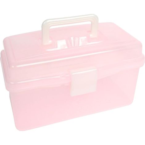 Doppelschicht-Kunststoffgriff-Hardware-Tools Aufbewahrungsbox-Halter klar rosa