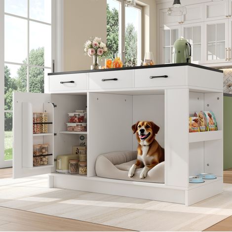 meuble rangement desserte mobile cuisine 3 tiroirs blanc OKMYHOME (1/5)