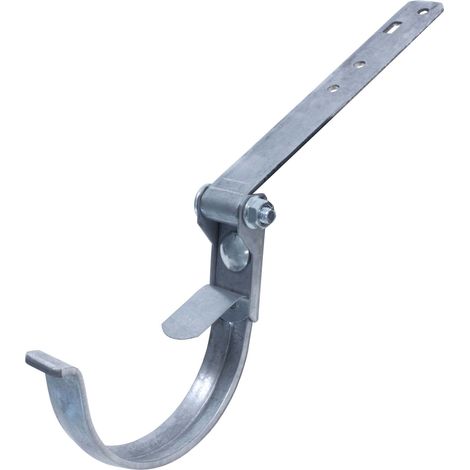 Support de gouttière réglable en acier galvanisé – Fixation pour gouttières demi-rondes – Ajustable en hauteur et inclinaison – Protection anti-corrosion