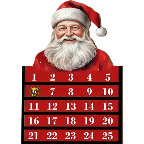 Compte rebours Noel, calendrier Noel bois, calendrier Père Noels pour maison, affichage sur 24 jours, outil d'installation facile, accessoire décoratif vacances, calendriers compte, 7,87x11,81 pouces (1/5)