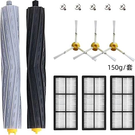 Kit de repuestos para aspiradoras robot iRobot Roomba serie 8/9, juego de 12 piezas (1 juego de cepillos principales + 3 cepillos laterales + 3 filtros + tornillos) (1/5)