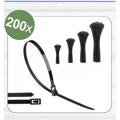 Quadrios 25CA704 25CA704 Fascetta per cavi 150 mm, 200 mm, 250 mm, 300 mm 5 mm Nero riutilizzabili, con chiusura a leva