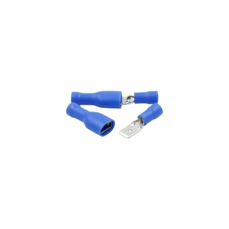 Connettore/presa a sgancio rapido in vinile completamente isolato, FDFD+MDD2-250, capocorda 6,3 x 0,8 mm, per cavi da 1,5-2,5 mm² (16-14 AWG), blu, 100 pezzi - Crezuo