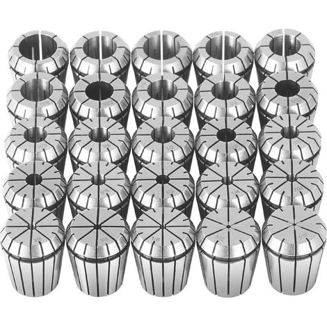 VEVOR Pinza a Molla ER32 25 Pezzi 1/16"-13/16" 1.6-20.6mm TIR 0.0006" 15μm con 25 Scatole Etichettate per Macchina per Incidere CNC, Fresatrice, Tornio, Trapano, Pressa