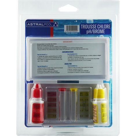 Astralpool – Trousse de contrôle pour analyse de l'eau de piscine – Testeur de chlore, brome et pH – Boîte transportable 250g – Dimensions H16,5 x L15 x P1 cm
