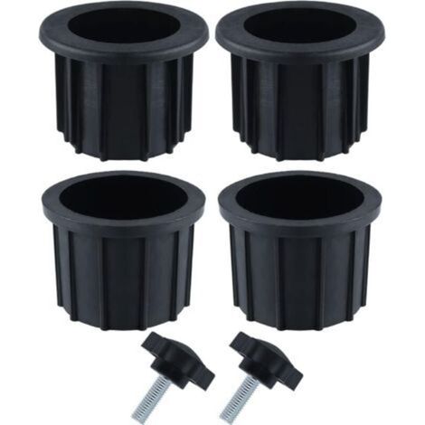 2 Ensembles (6 pièces) Accessoires Parasol Balcon, 4 Anneaux de Trou de Parapluie et 2 Vis à Bouton à Main, Accessoires de Support de Parapluie pour Table de Terrasse Balcon Terrasses (Noir) (1/4)