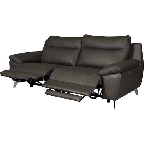 Canapé taille 3 places avec 2 relax en 100% tout cuir épais de luxe italien avec 2 relax électriques, PERINI, anthracite (1/5)