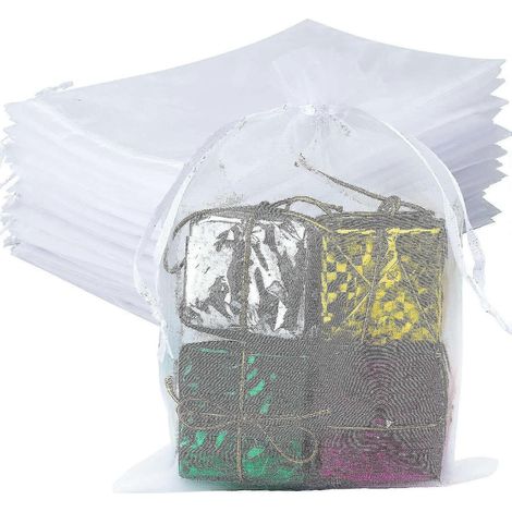 Sachets cadeaux en organza multicolore (100 pièces, 10 x 15 cm) pour mariage, Noël, anniversaire, etc. - Couleurs aléatoires (1/5)