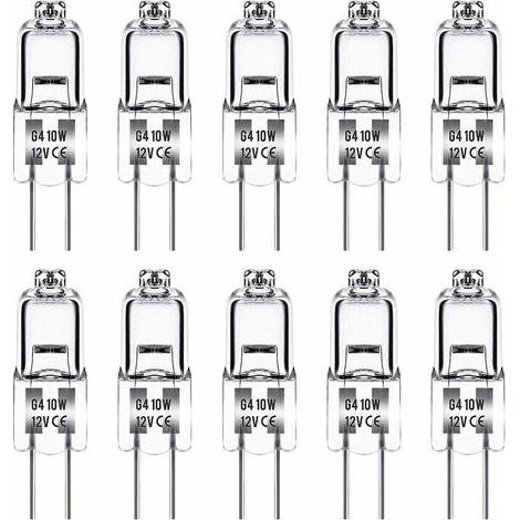 Ampoule Halogene G4, Ampoule G4 12V 10W, blanc chaud 3000K, 150LM, Intensité Variable, LampeHalogene G4, Lampe à Capsule Transparente, paquet de 10 (1/4)