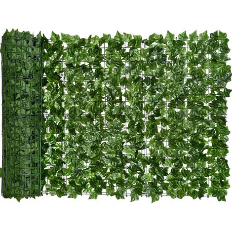 Brise-vue mural en lierre artificiel 300 × 100 cm – Haie synthétique décorative avec feuilles de vigne pour clôture et jardin (1/5)