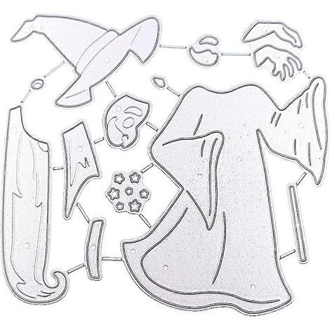 Halloween-Magier-Stanzteile, Prägebordüren, Metallzuschnitte für DIY-Dekorationen