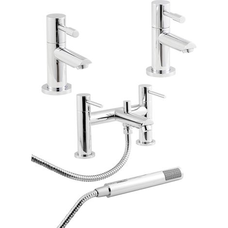Nuie Series 2 Basin Taps and Bath Shower Mixer Tap Pillar Mounted - Chrome (1/4)