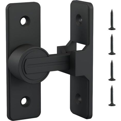 Verrou de porte de grange, loquet à bascule 90° en alliage de zinc noir, serrure robuste pour extérieur jardin garage, installation facile gauche/droite, 1 ensemble (1/4)