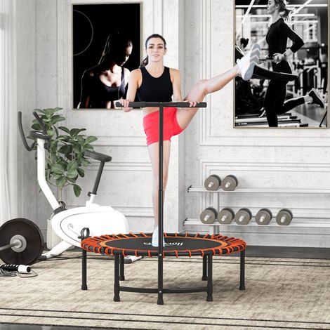 Durable Mini Trampoline with Adjustable Handle for Indoor and Outdoor Fitness,100 kg Weight Capacity,Easy to Store
