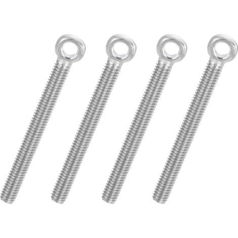 4 Pcs Boulon à Œil M6x55mm Boulon à Œillet de Levage pour Balancement d'Épaule, Vis Filetage Complet en Acier Inoxydable 304, Filetage Métrique Trou Coulissant, Couleur Argentée (1/5)