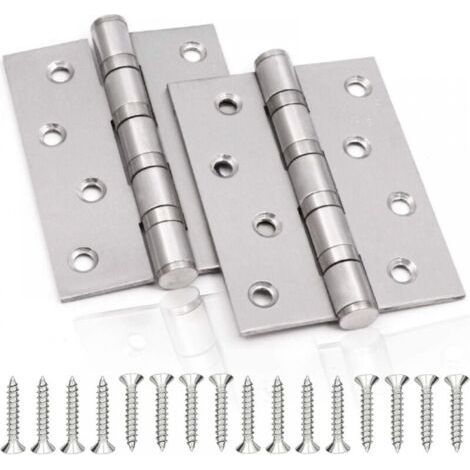 ALLIANDISCharnière de Porte en Inox,2 Pcs Charnières De Porte Charnières Pliables Charnières Inox Épaisseur 3mm Paumelle,pour Portes massives intérieur (Silver,100X75mm) (1/5)