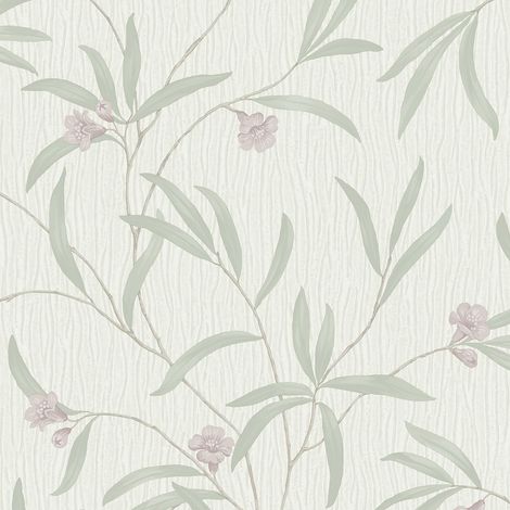 Belgravia Tiffany Floral White Sage Wallpaper Luxury Textured Heavyweight Vinyl (1/4)