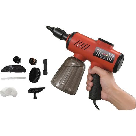 Limpiador a vapor portátil, 1200 W de potencia, depósito de 250 ml de capacidad, se calienta en 10 segundos, temperatura del vapor de 100 °C (212 °F), rendimiento de alta presión. (1/5)