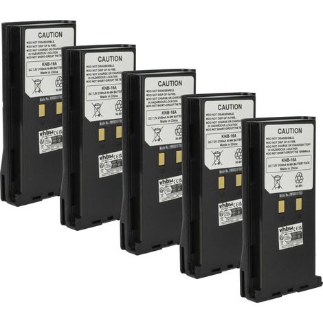 vhbw 5x Battery compatible with Kenwood TK-190, TK-180, TK-380, TK-290, TK-280, TK-385, TK-290 FuG 11b Radio, Walkie-Talkie (2100 mAh, 7.2 V, NiMH) (1/5)