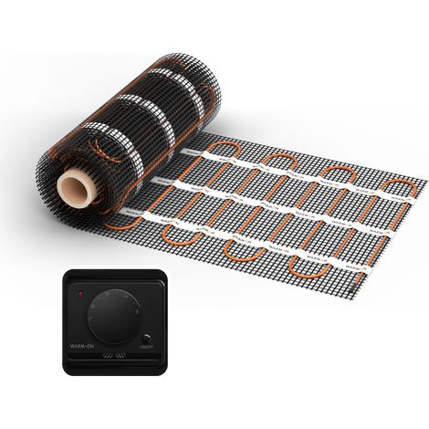 Chauffage au sol électrique pour carrelage WARMON CLASSIC 150 W/m² + Thermostat AC3082H analogique, noir - 12 m²