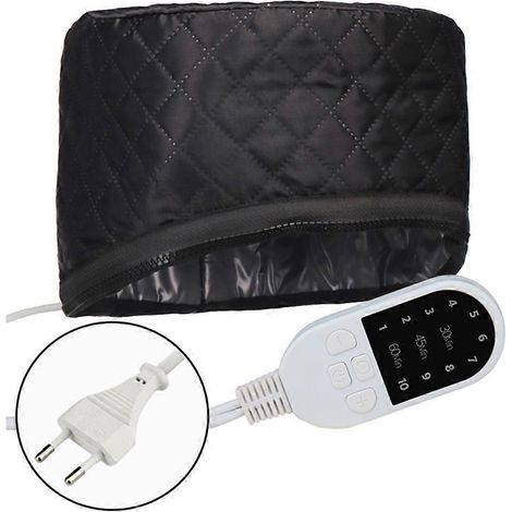 Bonnet chauffant électrique portable à 10 niveaux de chaleur, avec 3 minuteries et fonction vapeur, idéal pour les soins capillaires en salon (prise UE). (1/5)