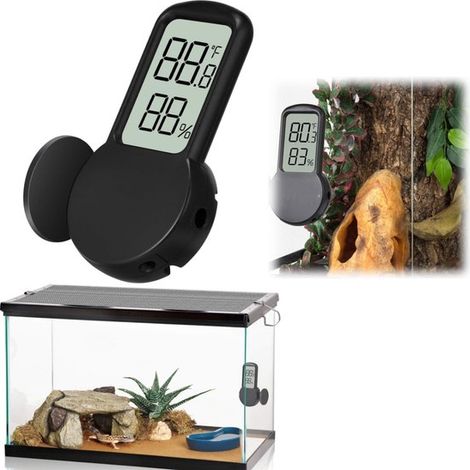Thermomètre et hygromètre pour terrarium 6,5 x 3,8 cm - écran digital, noir (1/5)