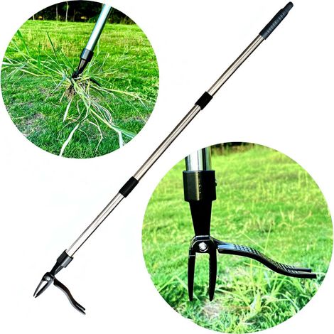 Outils de désherbage, désherbeur vertical à long manche, outil de désherbage portatif, élimine les mauvaises herbes. (1/5)
