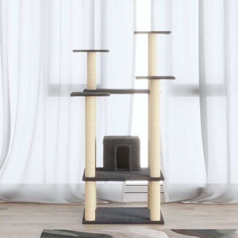 vidaXL Rascador para gatos con postes de sisal gris oscuro 110 cm (1/5)