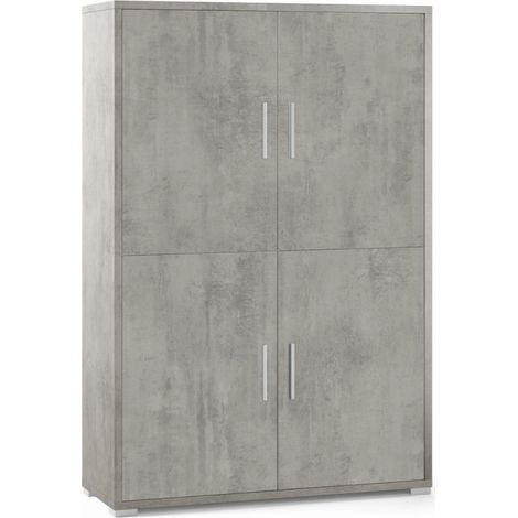 Aparador cuatro puertas con cuatro estantes en madera Beton Cemento 108x41x h161 cm