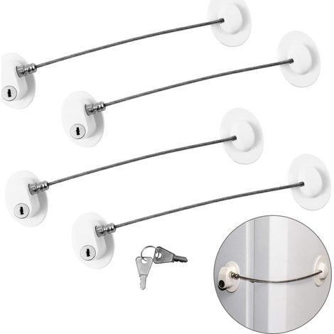 Verrou de sécurité pour réfrigérateur, lot de 4 unités, avec clé, protection enfant, pour tiroir.-AquaForge (1/5)