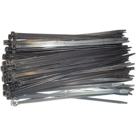 Bridas de plástico Rilsan negras, 280 mm de largo, 7,6 mm de ancho - 100 bridas de plástico