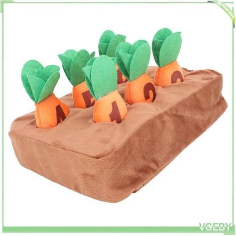Jouet pour chien en forme de carotte qui couine, doux et résistant aux mâchouillages, adapté à une utilisation en intérieur. (1/5)