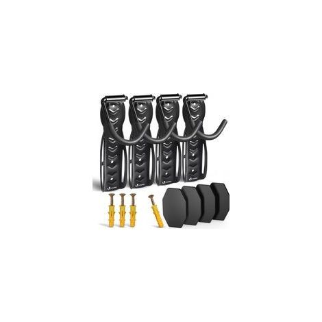 VOUNOT® 4er-Set Wandfahrradständer mit Schutzpolstern – Wandhaken – Hängeaufbewahrung aus Stahl für Garage und Zuhause – Schwarz (1/5)