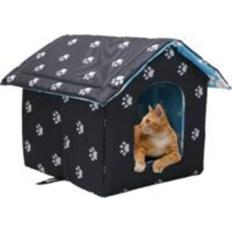 Niche extérieure pour chat 40 x 35 x 38 cm – Tissu Oxford imperméable – Doublure en éponge – Abri pour chats sauvages et errants (1/5)