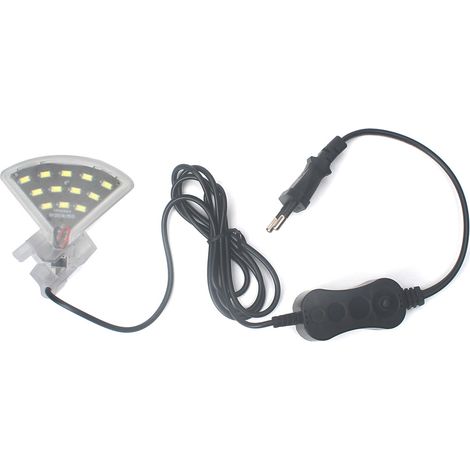 Lampe LED pour aquarium en forme d'éventail avec pince et 8 LED SMD5730 haute luminosité (lumière blanche).