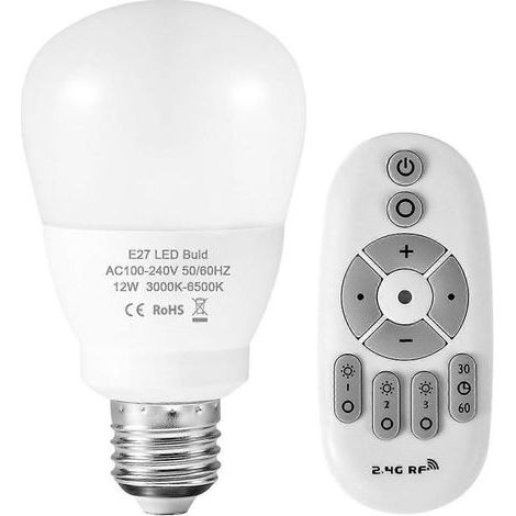 Ampoules LED E27 à intensité variable AC85-265 V 12 W avec télécommande sans fil RF (1/5)