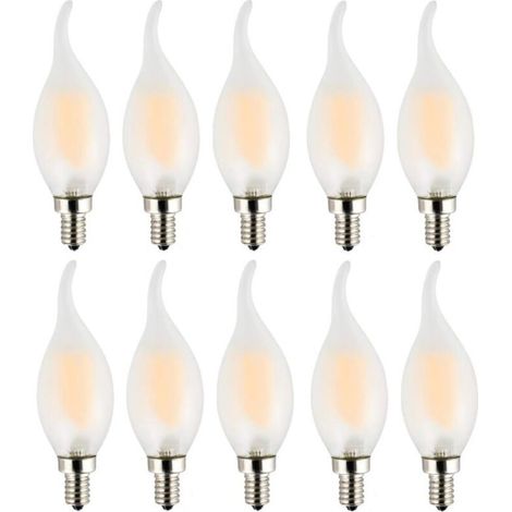 E14 LED-Filamentlampe, 10er-Pack, 4 Watt Leistungsaufnahme (entspricht 40 W Glühlampe), 2700 K warmweiß, 400 lm, 360° Abstrahlwinkel