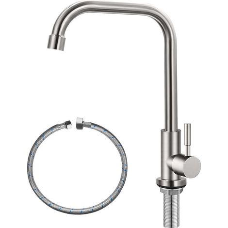 CYRILL – Rubinetto singolo per acqua fredda, rubinetto da cucina monoforo, acciaio inossidabile SUS304, nichel spazzolato (1/5)