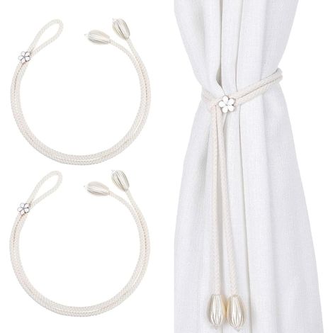Lot de 2 embrasses pour Rideaux réglables Style,pour Rideaux,Support de Rideau Ajustable,Fixation et Bande de Rideau,Décoration de fenêtre pour la Maison,Le Bureau ou l'hôtel (Beige) (1/5)