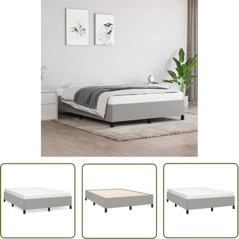 The Living Store Bettgestell ohne Matratze Hellgrau 140x200 cm Stoff - Bettrahmen - Doppelbett - Boxspringbetten - Lattenrost - Schlafzimmermöbel (1/5)