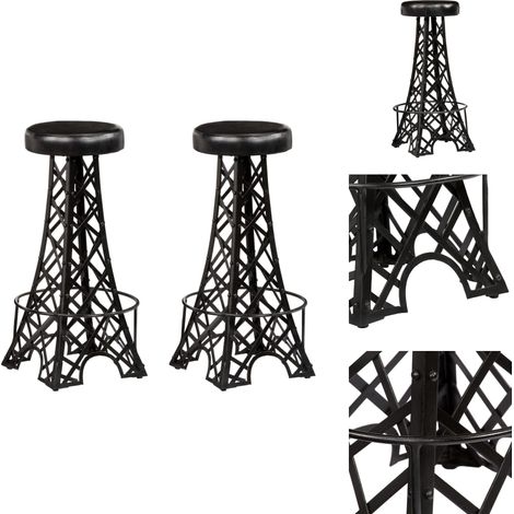 Tabourets de bar lot de 2 cuir véritable - Tabourets De Bar - Tabourets En Cuir - Meubles Industriels - Décoration Intérieure - Chaise De Bar (1/5)