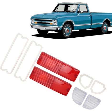 Kit de feux arrière et de rétroviseurs avec joints pour camionnette Chevy GMC 1967-1972 (OE : C677209) (Rouge) (1/5)